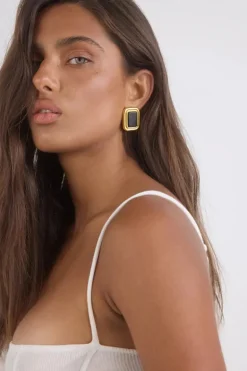 MARGAUX EARRINGS . BLACK .