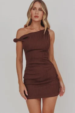 MIA - One Shoulder Mini Dress Brown