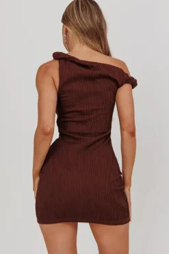 MIA - One Shoulder Mini Dress Brown