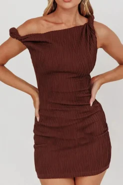 MIA - One Shoulder Mini Dress Brown