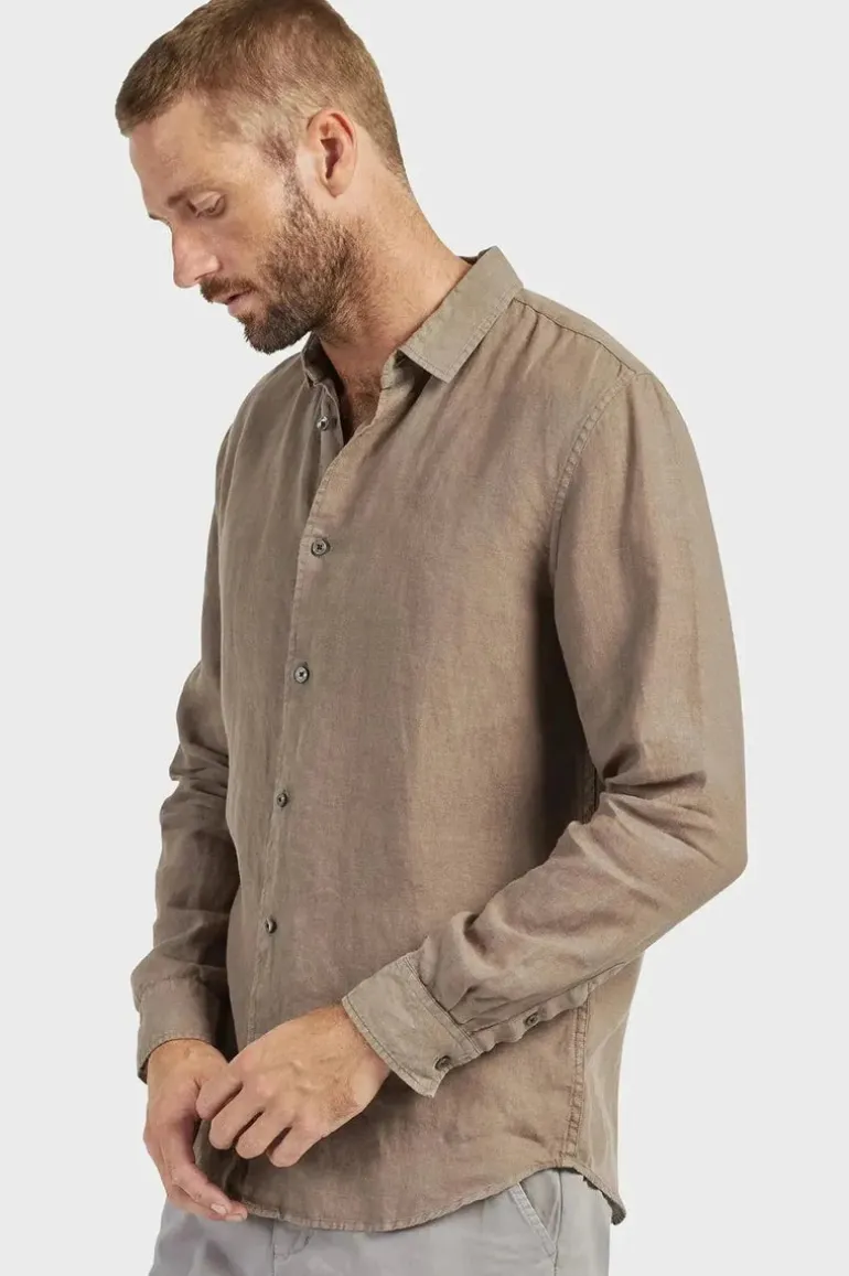 Mick Linen Shirt Walnut