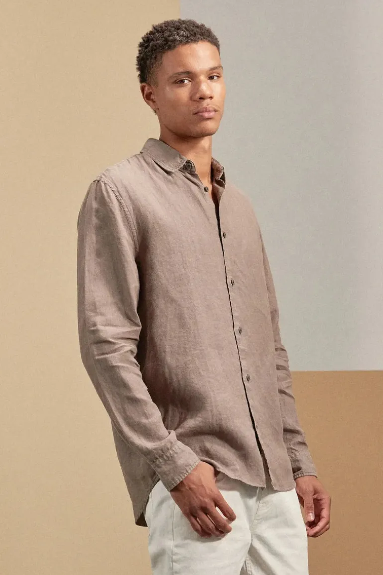 Mick Linen Shirt Walnut