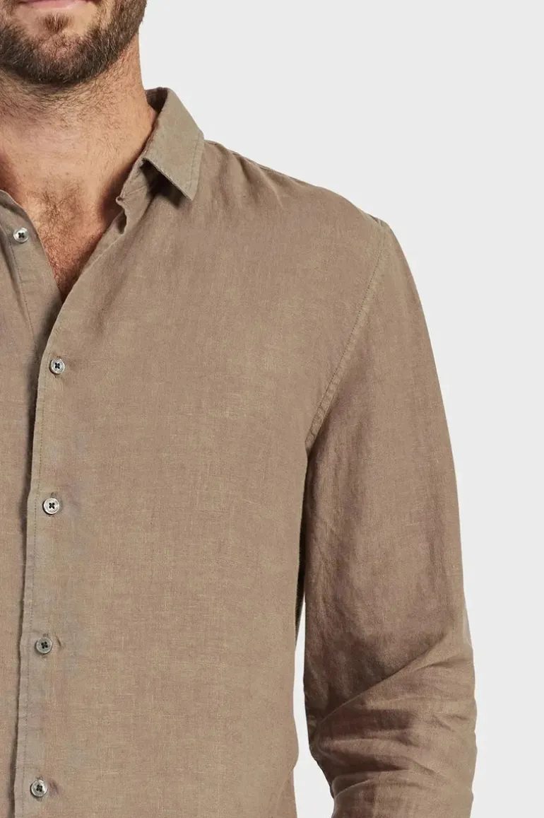 Mick Linen Shirt Walnut