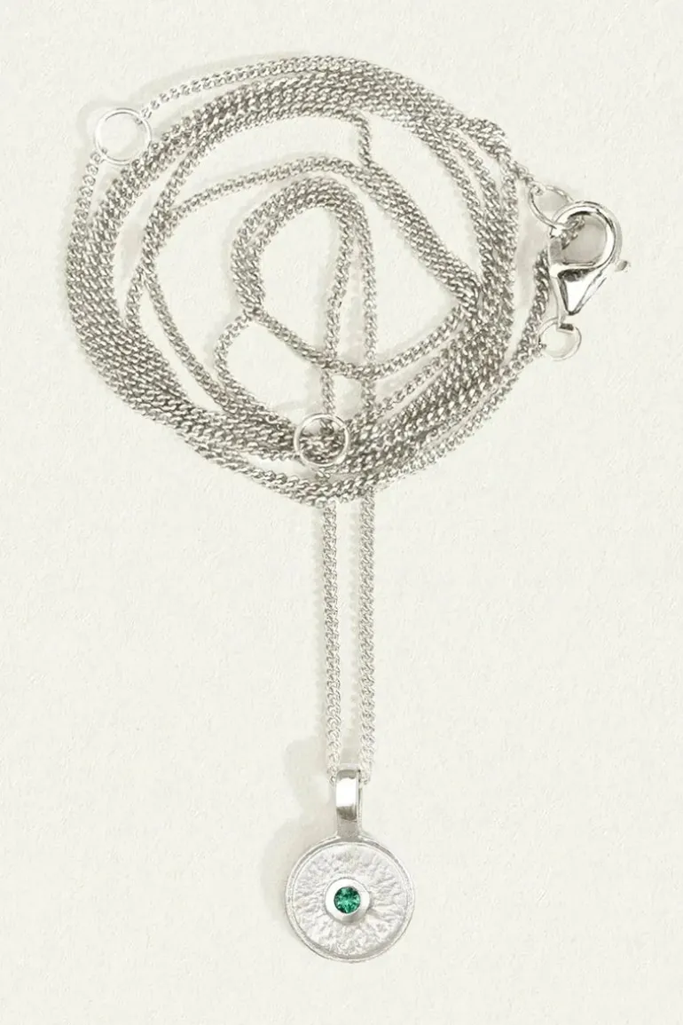 MINA NECKLACE EMERALD SILVER