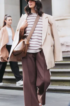 Noah Cropped Pant - Chocolate Cream Stripe