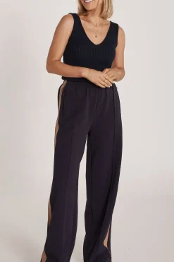 Noah Wide Pant- Navy Camel Stripe