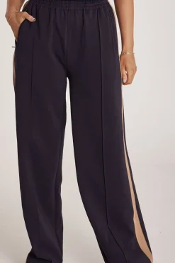 Noah Wide Pant- Navy Camel Stripe