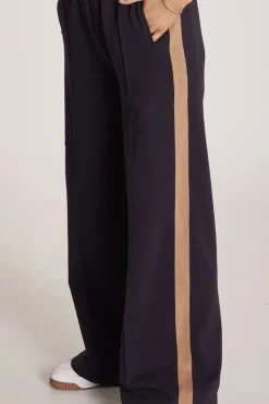 Noah Wide Pant- Navy Camel Stripe