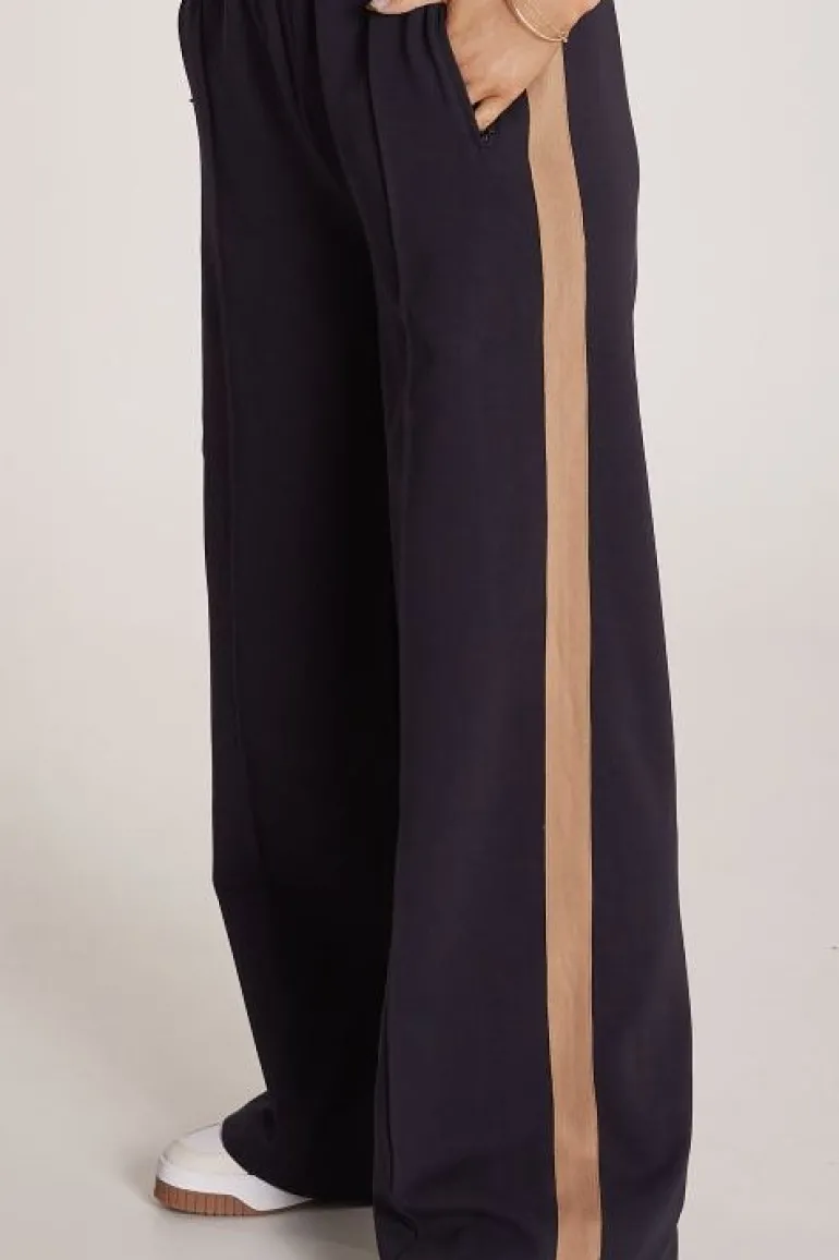 Noah Wide Pant- Navy Camel Stripe