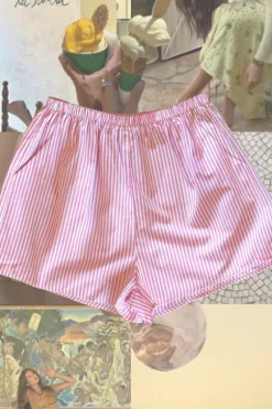 Pink Grapefruit stripe Shorts