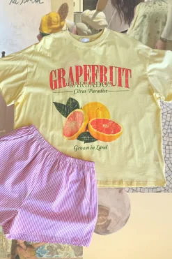 Pink Grapefruit stripe Shorts