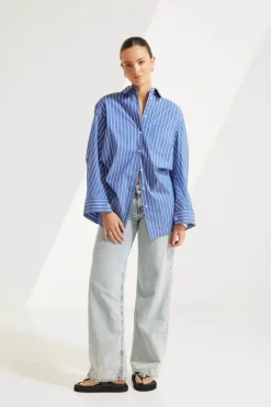 Ryann Striped Shirt - Dark Blue