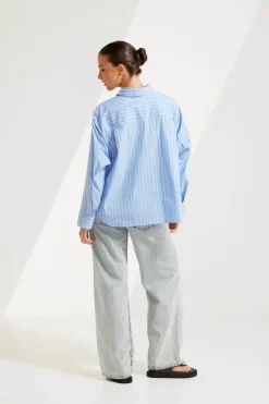 Ryann Striped Shirt - Light Blue