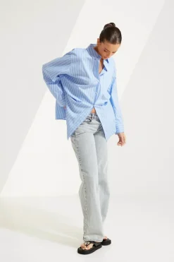 Ryann Striped Shirt - Light Blue