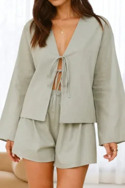 Sage Tie Up Top
