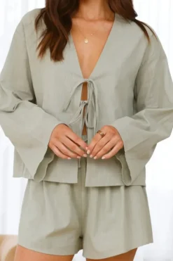 Sage Tie Up Top