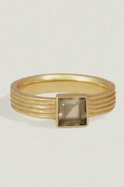 SPARTA RING SMOKEY QUARTZ GOLD