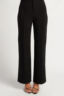Stretch Fabric Front Seam Detail Pant BLACK