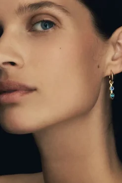 TEAL EARRINGS GOLD VERMEIL