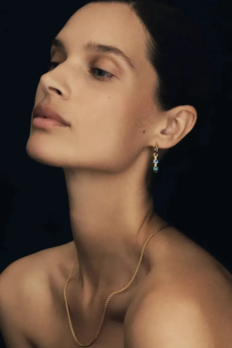 TEAL EARRINGS GOLD VERMEIL