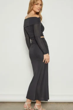 Textured Mesh Skirt CHARCOAL