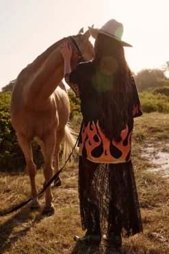 THE VERY OVERSIZED FLAMING COWBOY TEE - BLACK