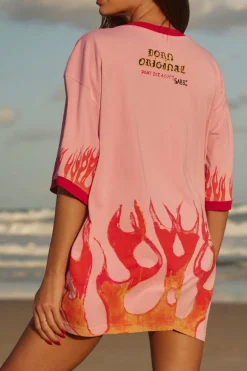 THE VERY OVERSIZED FLAMING COWBOY TEE - PINK