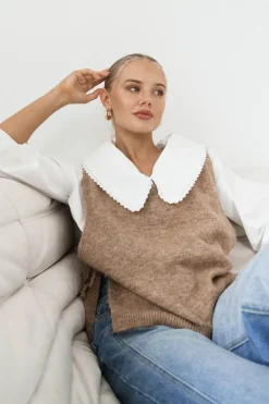 Tied Down Knit Vest Latte
