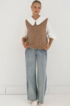 Tied Down Knit Vest Latte