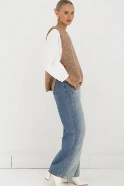 Tied Down Knit Vest Latte