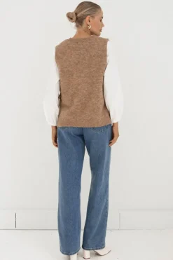Tied Down Knit Vest Latte