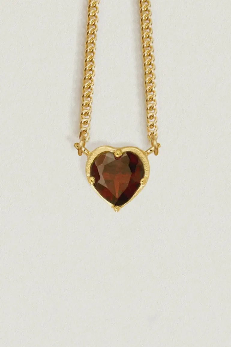 Venus Solitaire Necklace Garnet Gold