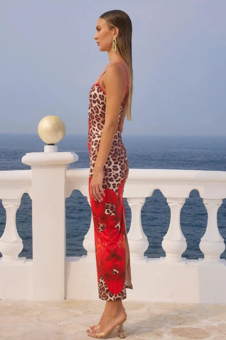 VICTORIA MIDI DRESS LEOPARD FLORAL