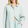 Womens Hampton Linen L/S Shirt Aquamarine
