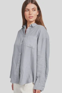 WOMENS Hampton Linen Shirt Lavender Ash