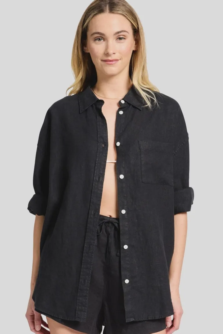 WOMENS Hampton Linen Shirt - Black