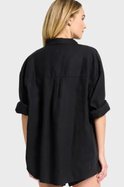 WOMENS Hampton Linen Shirt - Black