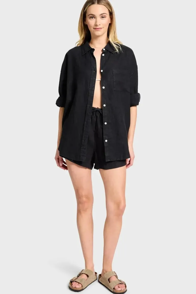 WOMENS Hampton Linen Shirt - Black