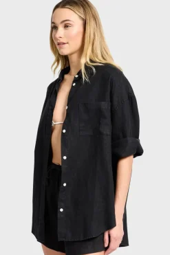 WOMENS Hampton Linen Shirt - Black