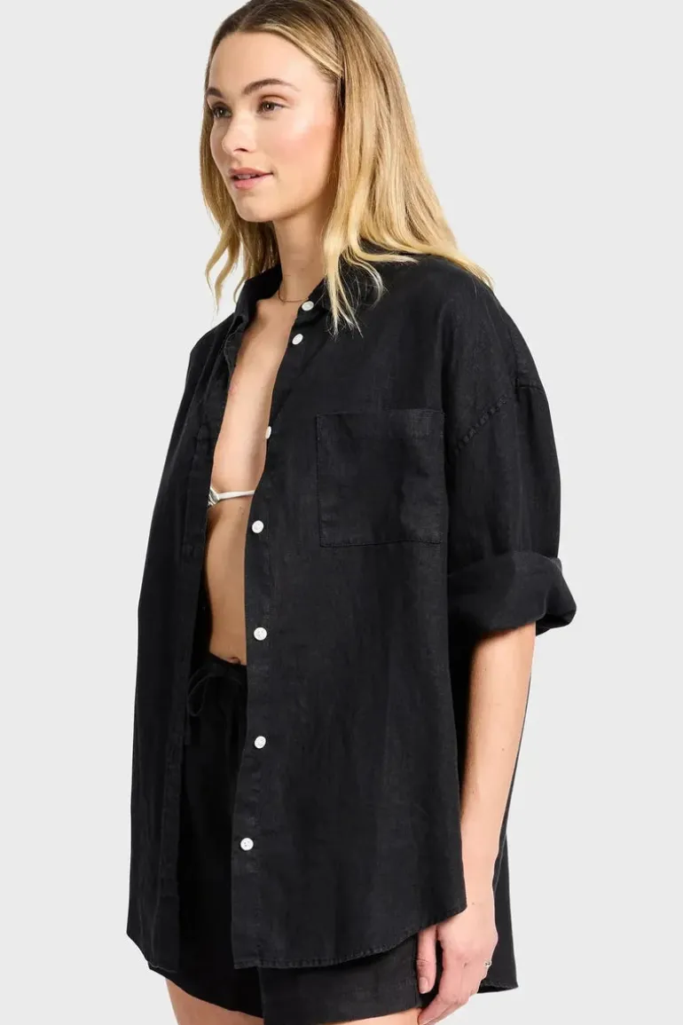 WOMENS Hampton Linen Shirt - Black